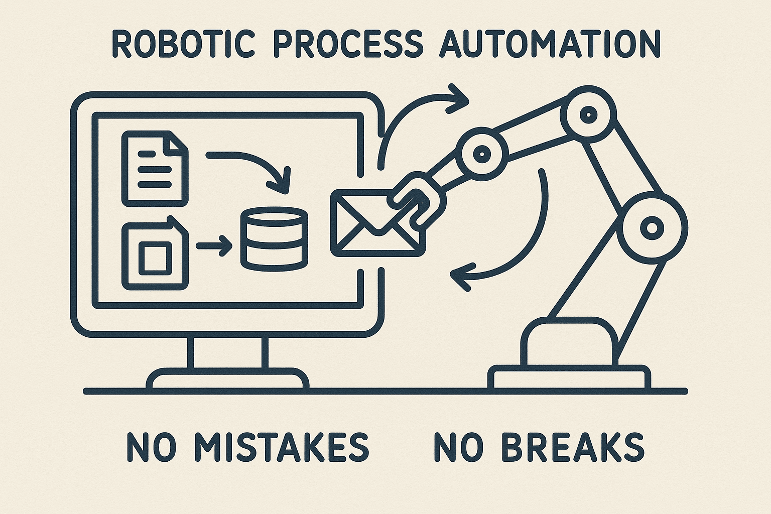 Robotic Process Automation bot performing repetitive tasks on a computer screen like opening files and sending emails by Scale Through Automation